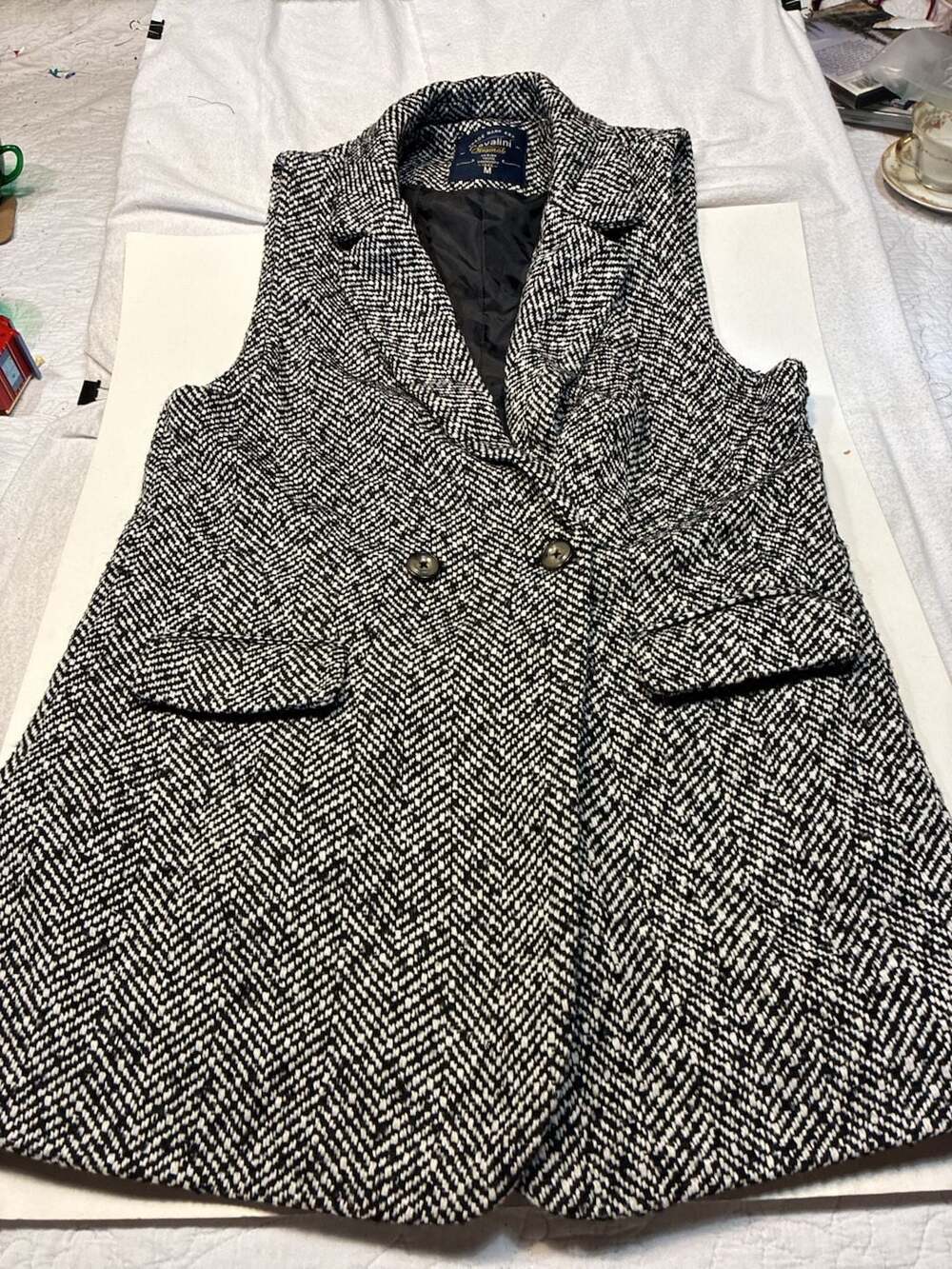 Cavalini Original Women's Double Breasted Herringbone Blazer Vest